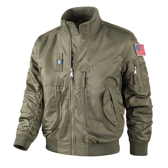 Herren bomberjacke mit hohem Kragen und multifunktionalen Taschen