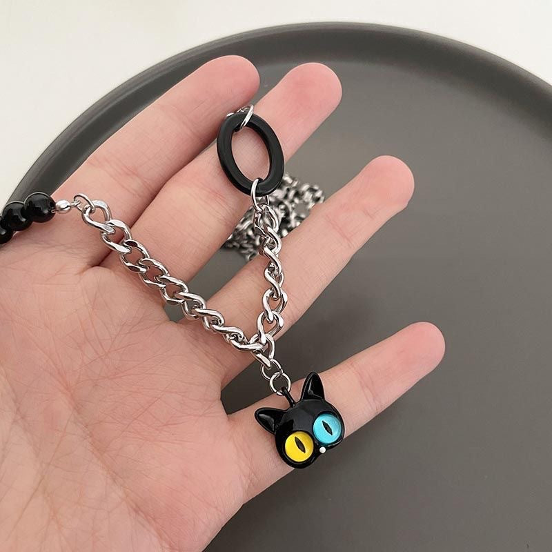 Damen Halskette mit verspieltem Katzenmotiv und langlebiger Gliederkette Shop Nory