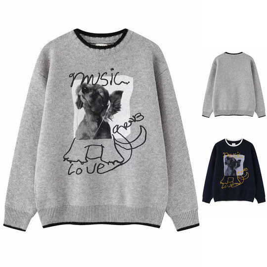 Damen Modischer Rundhalspullover mit einzigartigem Tiermotiv Shop Nory