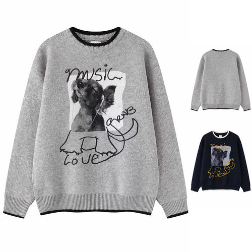 Damen Modischer Rundhalspullover mit einzigartigem Tiermotiv Shop Nory