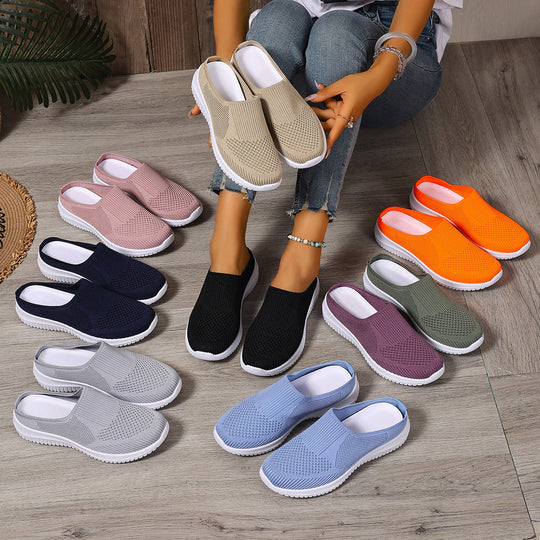 Damen Atmungsaktive Slip-On Freizeitschuhe mit flexiblem Strick-Obermaterial Shopnory