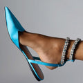 Damen elegante Slingback-Ballerinas mit funkelnden Strass-Details