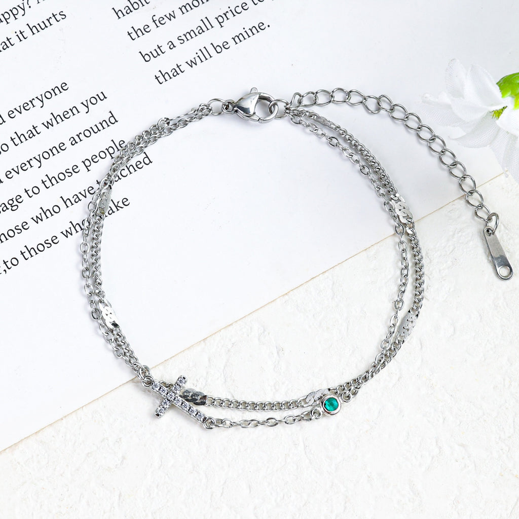 Damenarmband mit christlichem Kreuz und funkelnden Strasssteinen Shop Nory