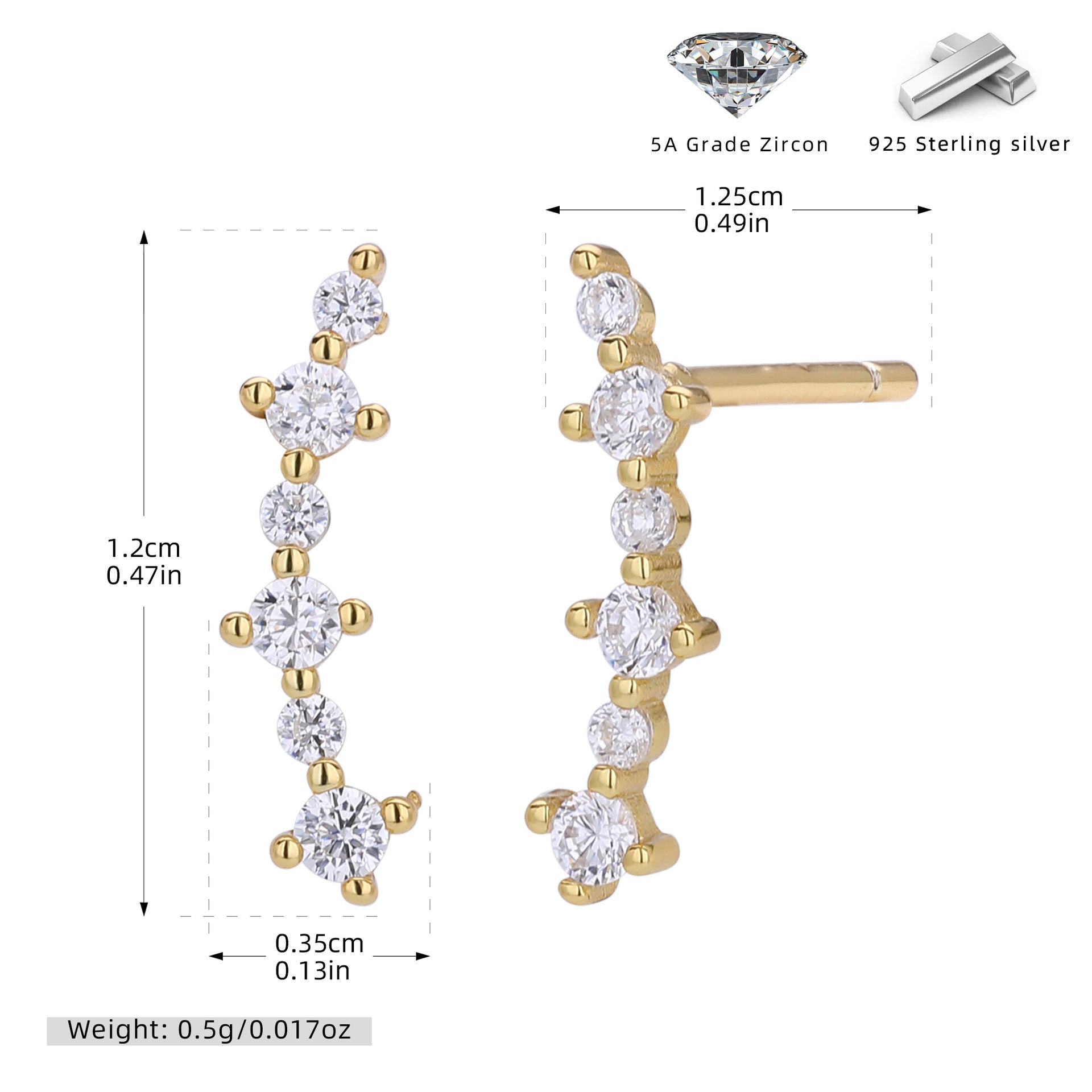 Damen Ohrhänger mit funkelnden Zirkonstein-Details aus 925 Sterling Silber Shop Nory
