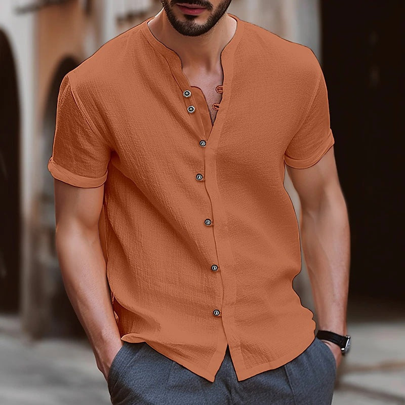 Herren lässiges Kurzarmhemd mit Knopfdetails