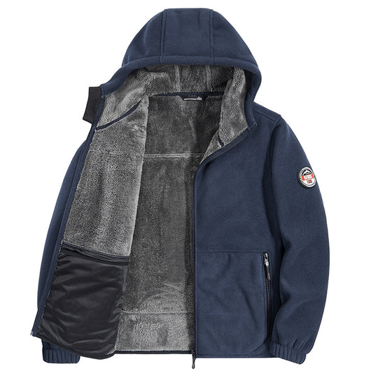 Herren Fleecejacke mit Kapuze und Teddy-Innenfutter Shop Nory
