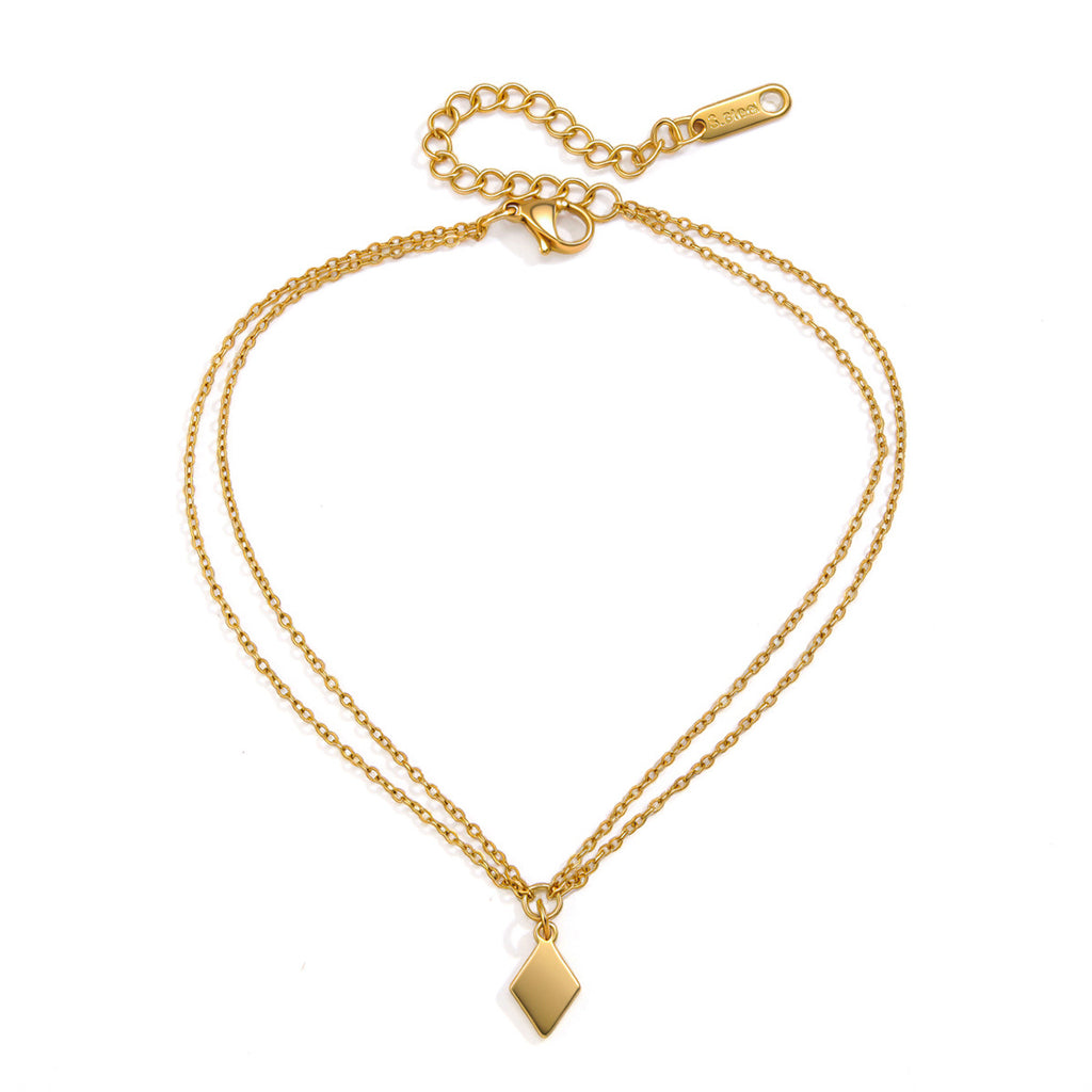 Damen Halskette mit doppeltem Gliederdesign und diamantförmigem Anhänger Shop Nory