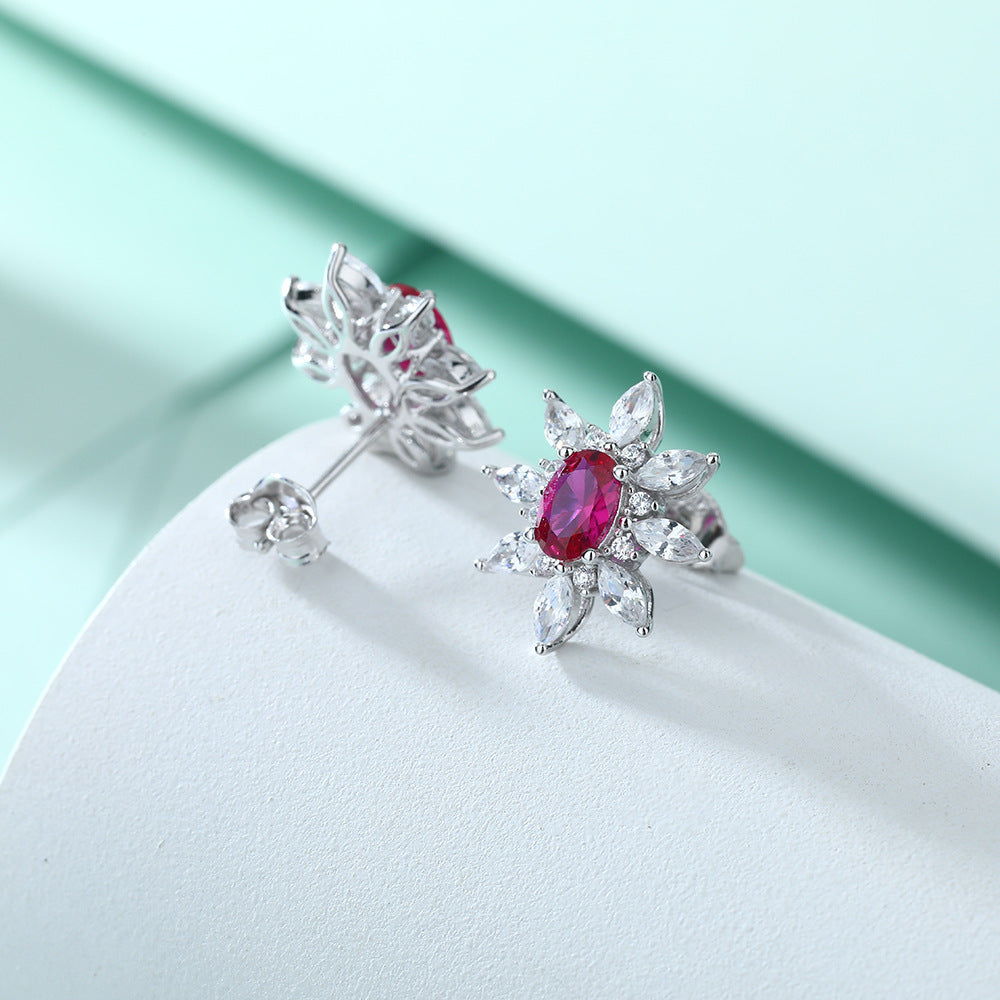 Damen Ohrringe mit funkelndem Kristall und blumigem Design Shop Nory