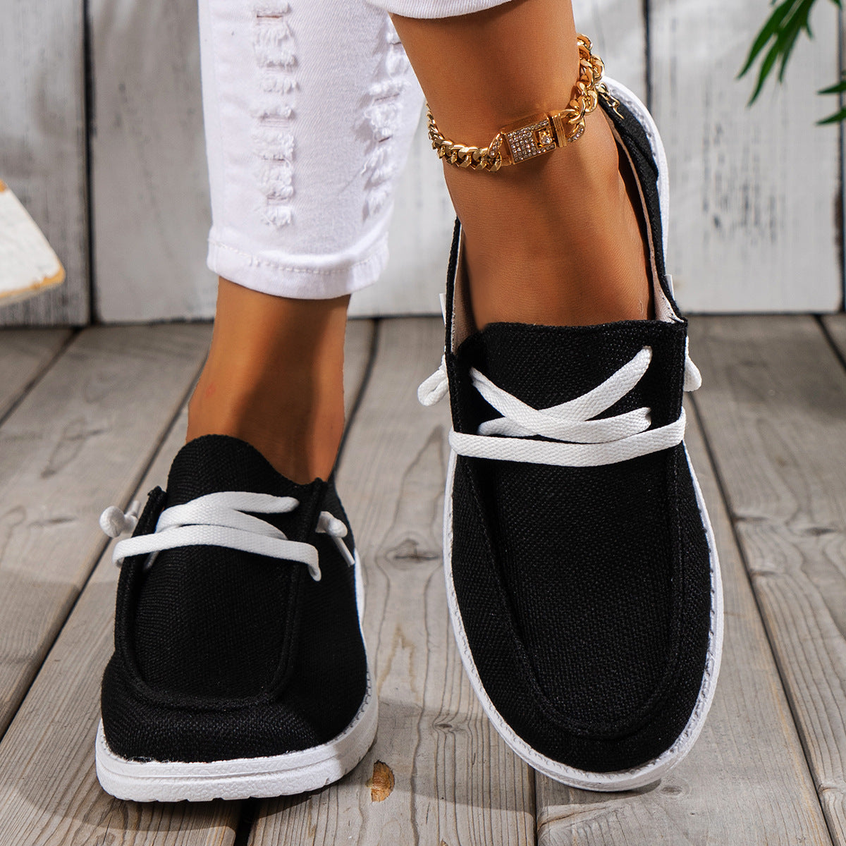 Damen bequeme Slip-On Freizeitschuhe mit leichtem Obermaterial Shopnory