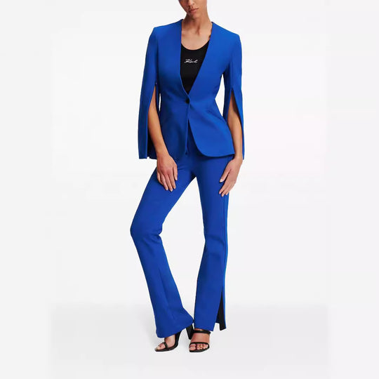 Damen Cape-Ärmel Tailoring-Blazer mit taillierter Silhouette und ausgestellter Hose mit Beinschlitz Shop Nory