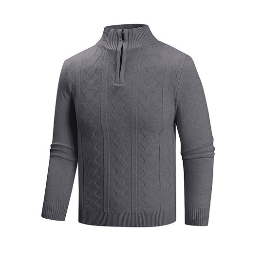 Herren Feinstrick-Halbzipp-Pullover mit Zopfmuster und Stehkragen Shop Nory
