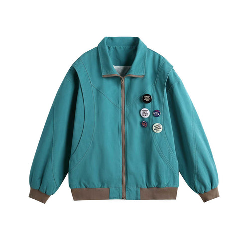 Damen Kurzblouson mit Stehkragen, Rippbündchen und Ansteck‑Pins Shop Nory