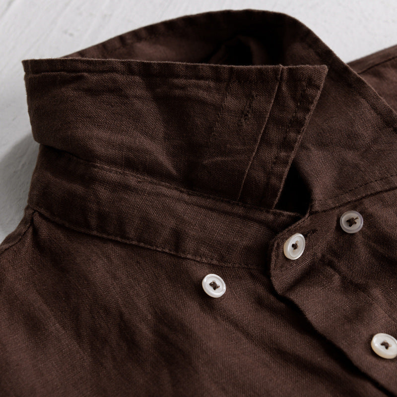 Herren Lockeres Leinen-Overshirt mit Brusttaschen und Knopfleiste Shop Nory