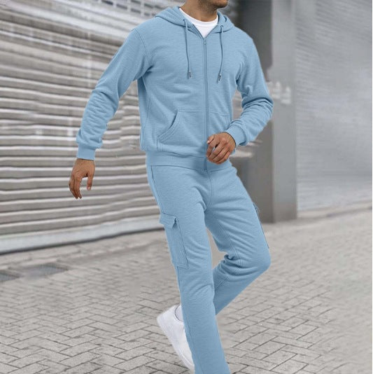 Herren nan athletischer Zip-Sweatset mit Cargo-Jogginghose, ergonomischen Nähten und gerippten Bündchen Shop Nory