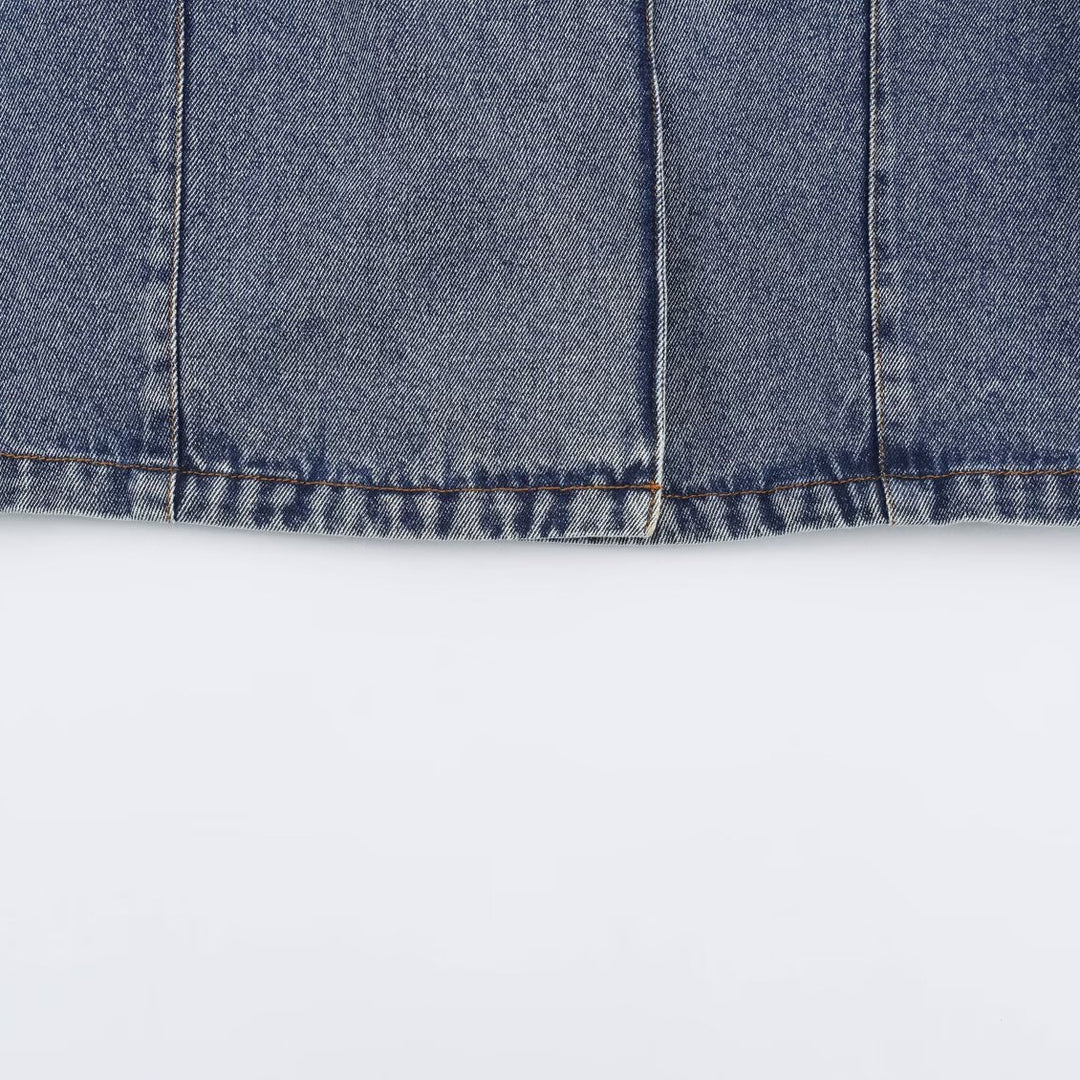 Damen Verkürzte Jeansjacke im Boxy‑Schnitt mit Stehkragen und dreiviertelärmeln Shop Nory