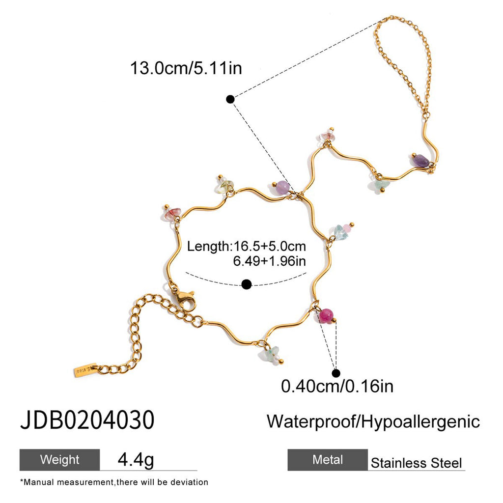 Damen Offenes Armband mit bunten Kristallverzierungen und hypoallergenem Edelstahl Shop Nory