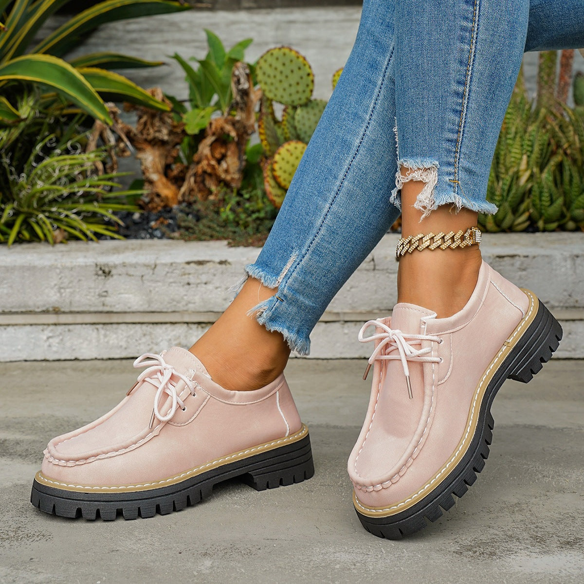 Damen Robuste Comfort-Schnürschuhe