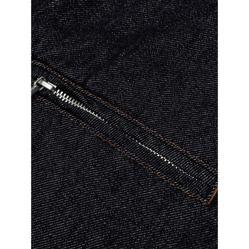 Herren Boxy-Denimjacke mit durchgehendem Reißverschluss, Brust-Reißverschlusstasche und Hemdkragen Shop Nory