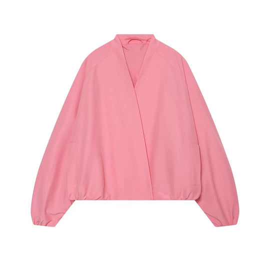 Damen Kurzjacke im Bomberstil mit Kimono-Kragen, Ballonärmeln und elastischem Saum Shop Nory