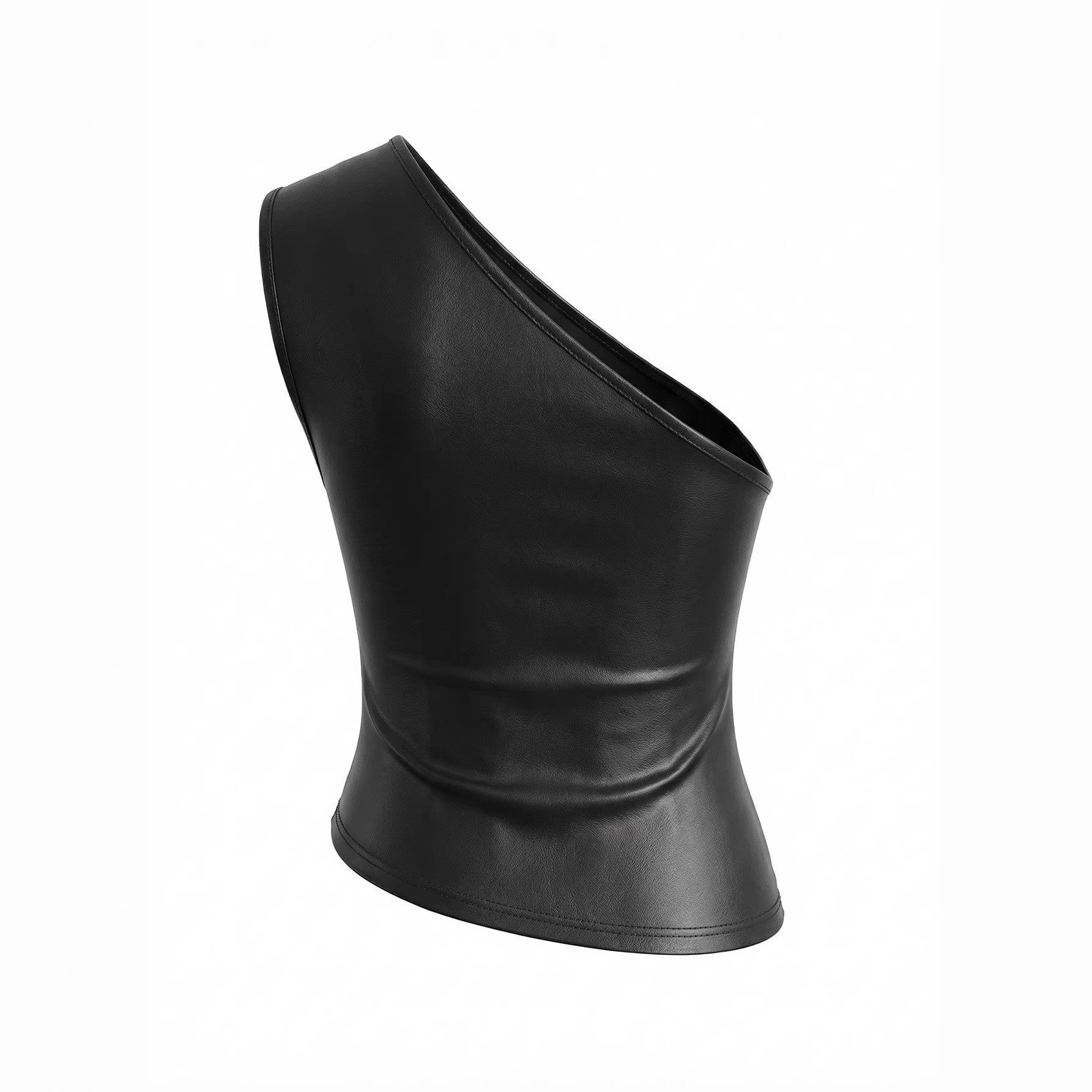 Damen asymmetrisches Top aus Kunstleder