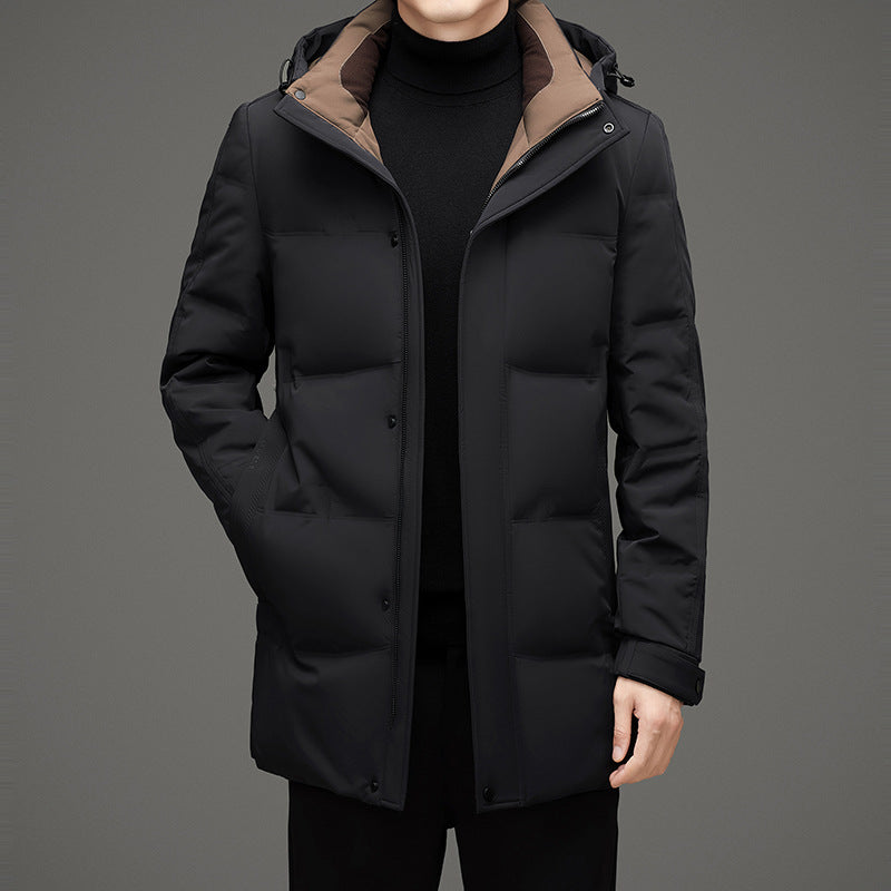 Herren Wattierte Kapuzen-Steppjacke mit verlängertem Schnitt und winddichter Membran Shop Nory