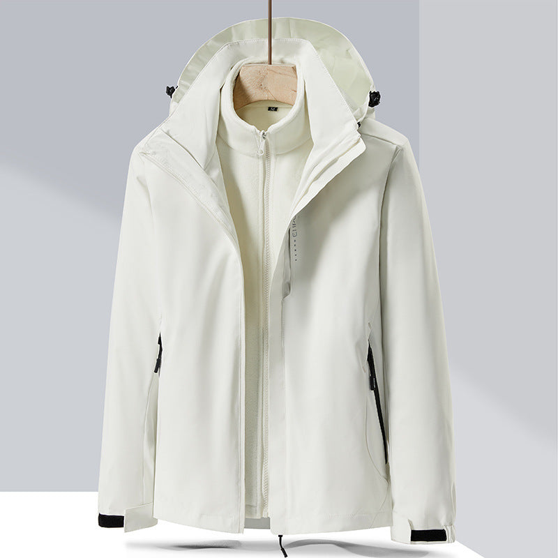 Herren zweilagige Softshell-Regenjacke mit abnehmbarem Fleece‑Innenlayer und verstellbarer Kapuze Shop Nory