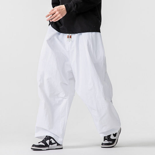 Herren Weite Utility-Loungehose mit überlappenden Falten und Kordelzugbund Shop Nory
