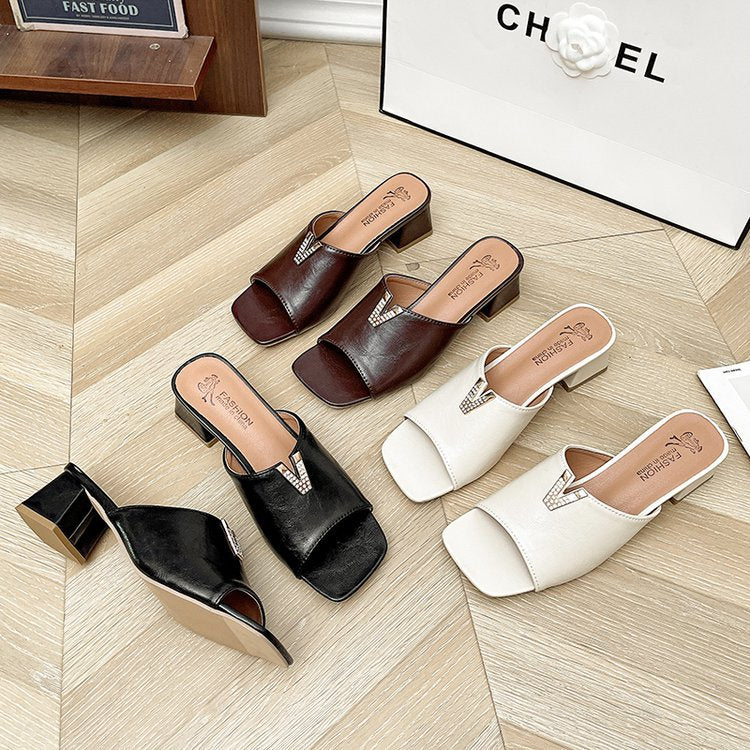 Damen elegante Pantoletten mit Schmuckdetails Shopnory