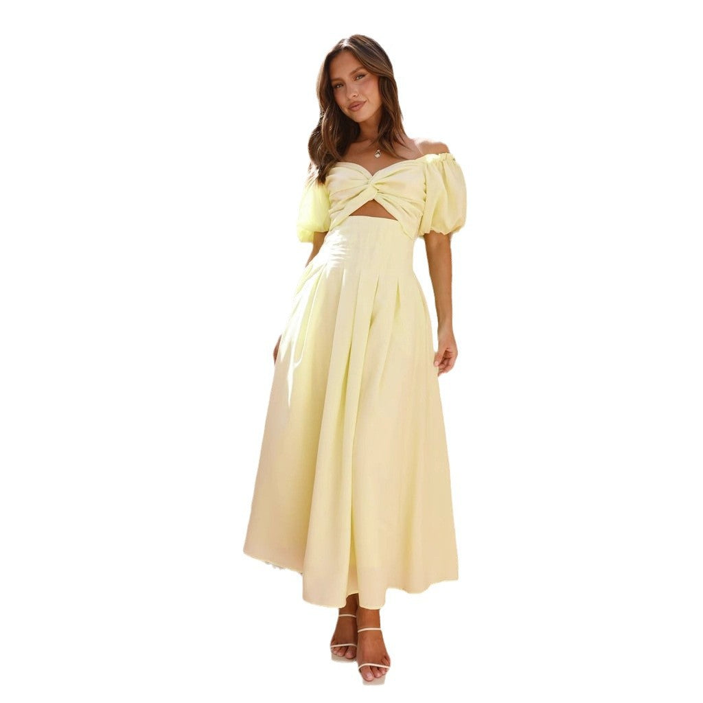 Damen Maxi-Kleid mit gewickeltem Oberteil und schwingendem Rock