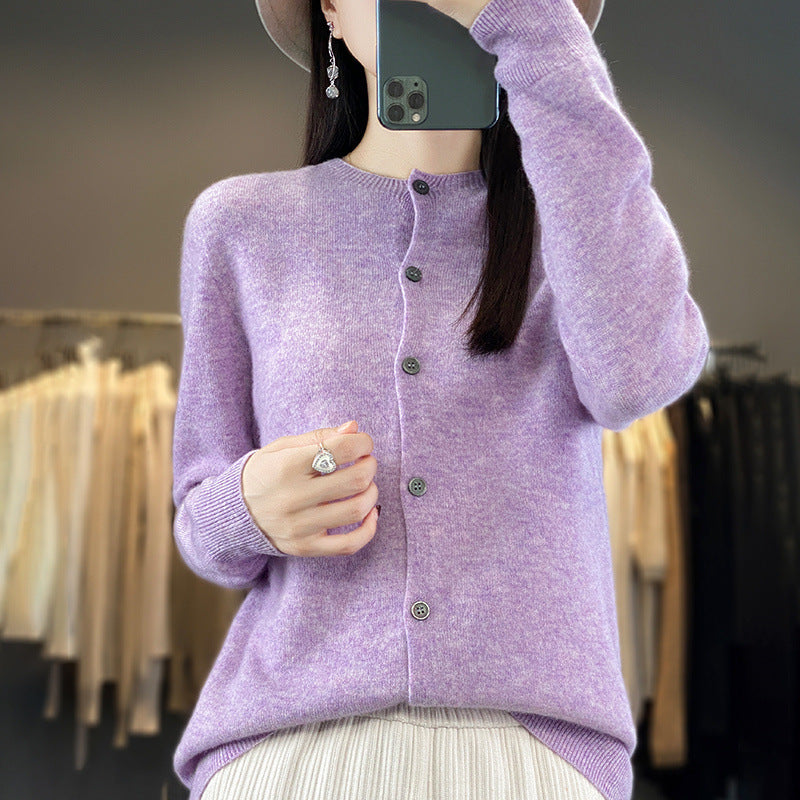 Damen Leichter Feinstrick-Cardigan mit Kaschmir‑Optik, Rundhalsausschnitt und verdeckter Knopfleiste Shop Nory