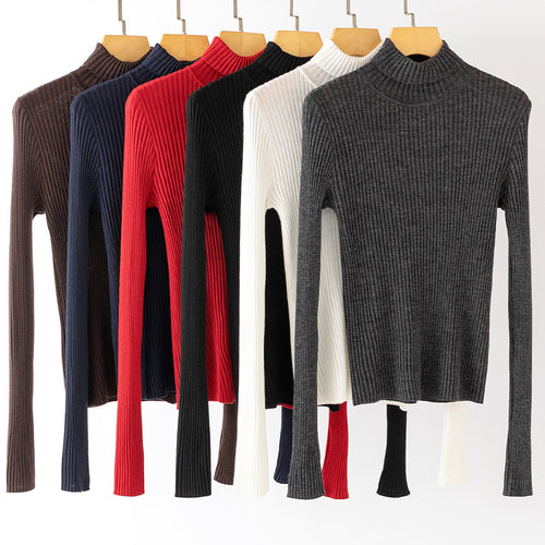 Damen Figurnaher Feiner Rippstrick-Rollkragenpullover mit Stretch-Finish Shop Nory