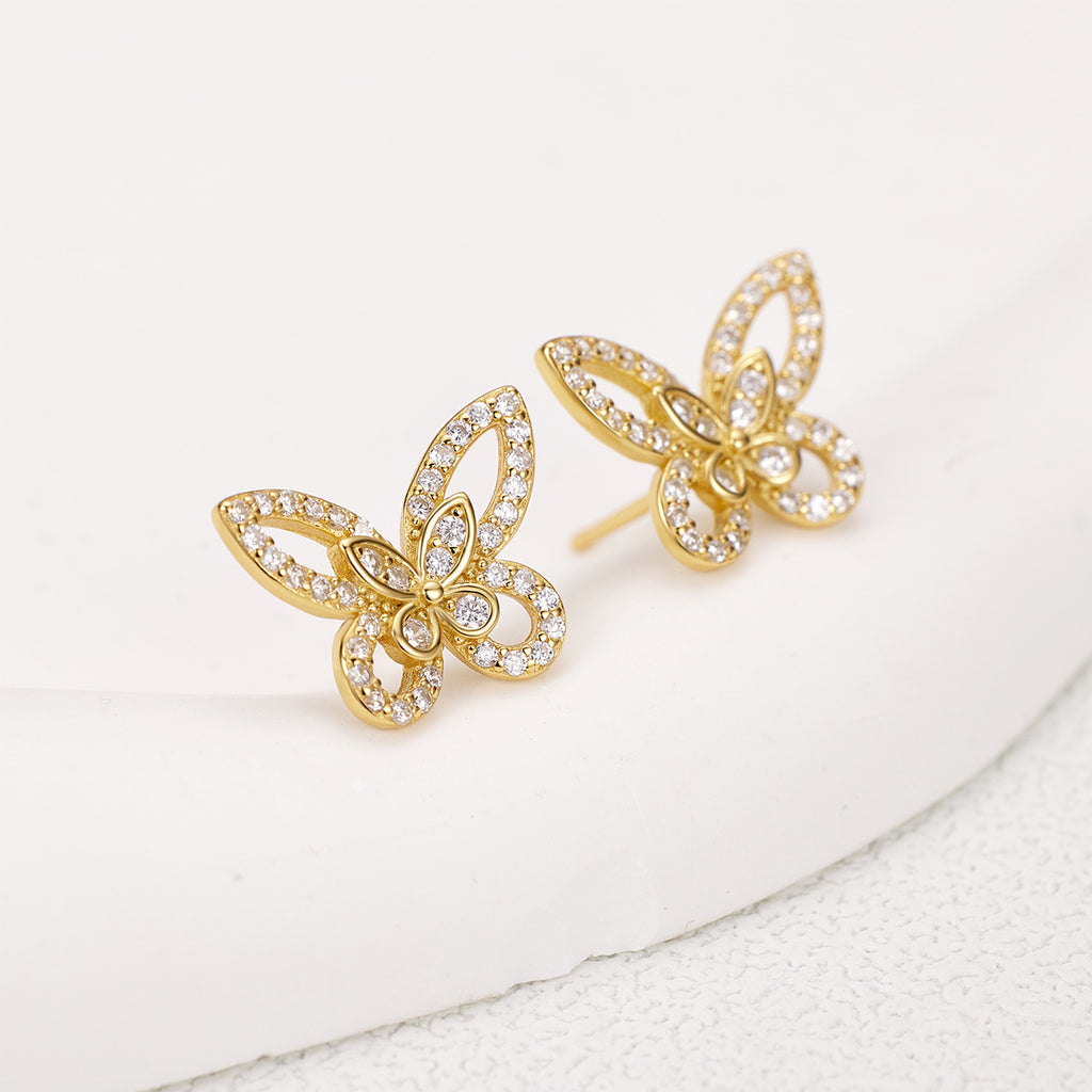 Damen Ohrstecker im eleganten Schmetterlingsdesign mit strahlenden Zirkonia Shop Nory