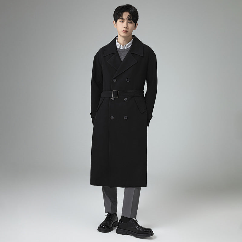Herren Maxilanger Trenchmantel mit taillierendem Gürtel und minimalistischer Silhouette Shop Nory