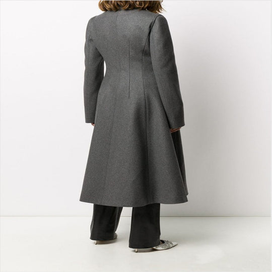 Damen Taillierter A-Linien Mantel mit asymmetrischer Einreihe und schwingendem Rock Shop Nory