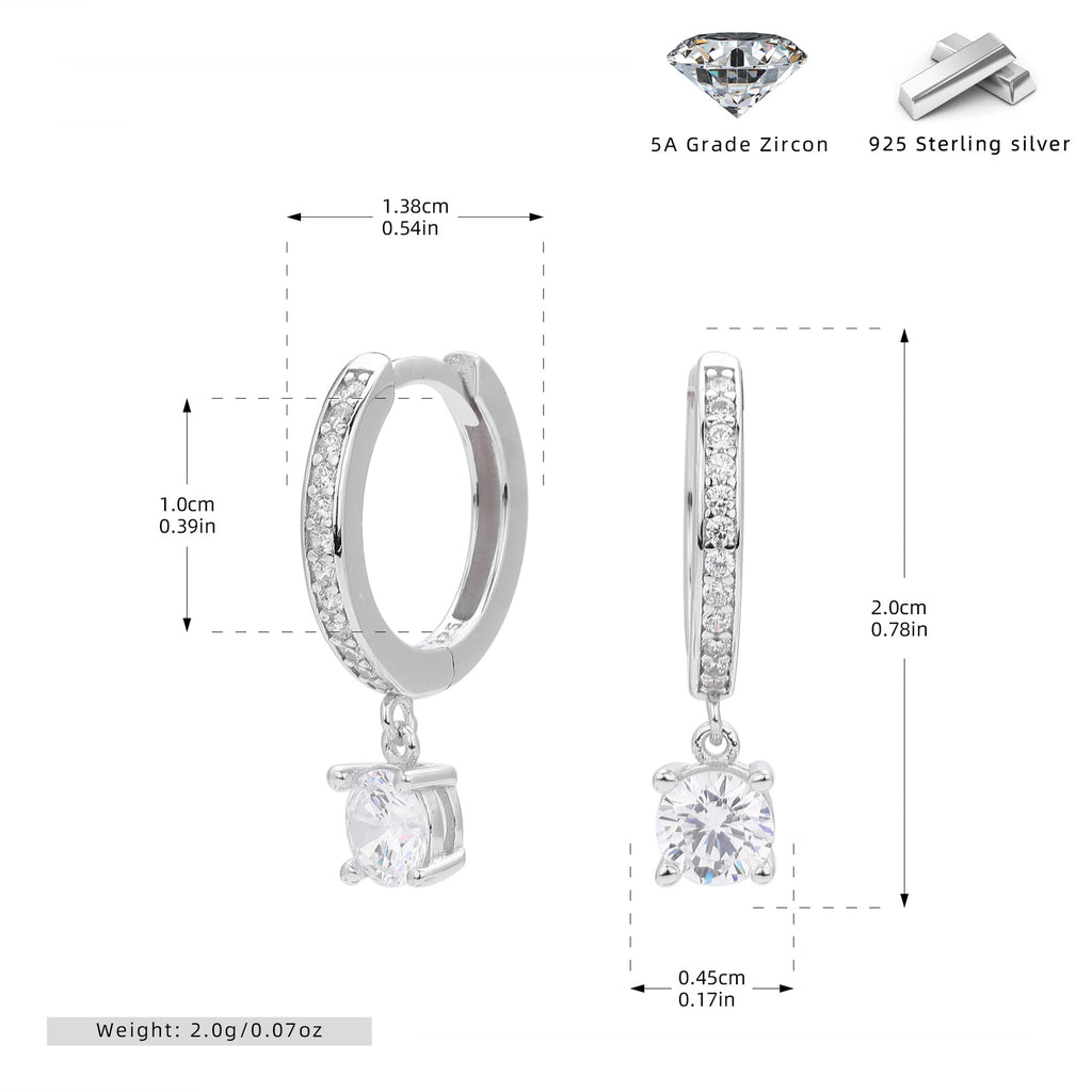 Damen Ohrhänger mit luxuriösen Zirkonia und samtig glänzender 925er Sterling Silberfassung Shop Nory