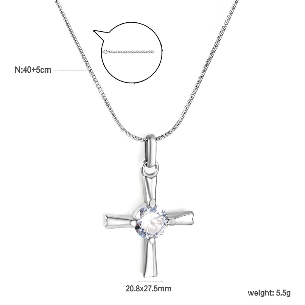 Damen Halskette mit funkelndem Kreuzanhänger aus hochwertigem Edelstahl und Zirkonia Shop Nory
