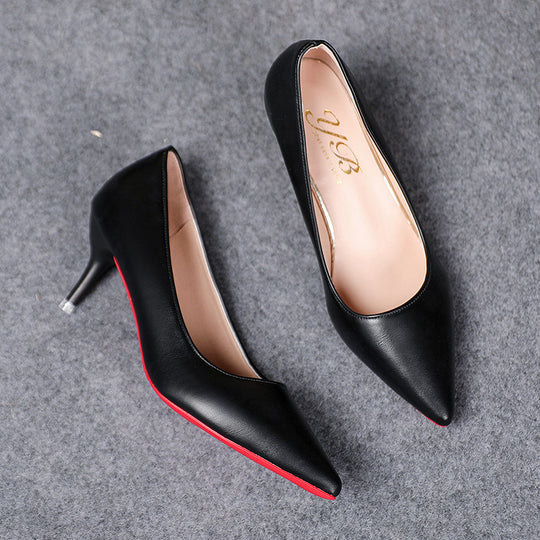 Damen spitze Stiletto-Pumps mit roter Sohle und Lederoptik Shop Nory