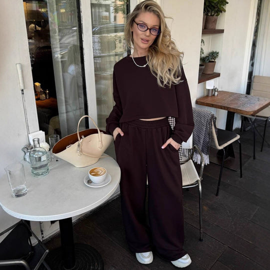 Damen Oversize-Lounge-Set mit kurzem Sweatshirt und weiter Jogginghose Shop Nory