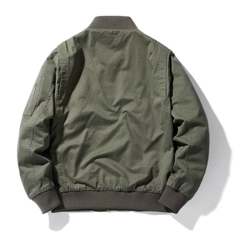 Herren leichter Canvas-Bomber im Utility-Fieldstil mit Ärmeltasche und gerippten Bündchen Shop Nory