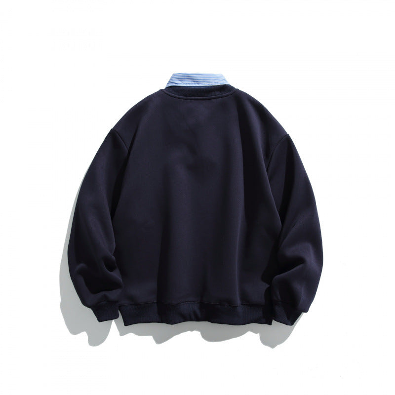 Herren Oversized Sweatshirt mit eingesetztem Hemdkragen und V-Ausschnitt Shop Nory