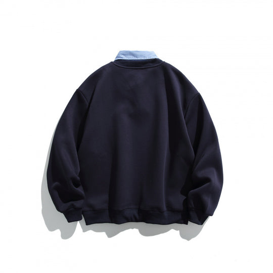Herren Oversized Sweatshirt mit eingesetztem Hemdkragen und V-Ausschnitt Shop Nory