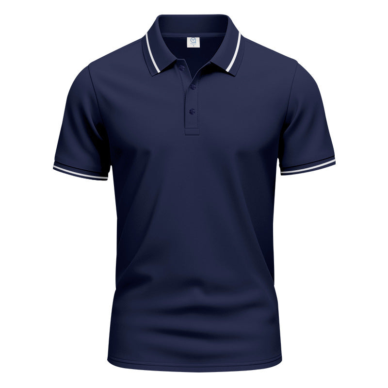 Herren nan atmungsaktives Interlock-Poloshirt mit Kontrast-Tipping, kurzer Knopfleiste und schmaler Silhouette