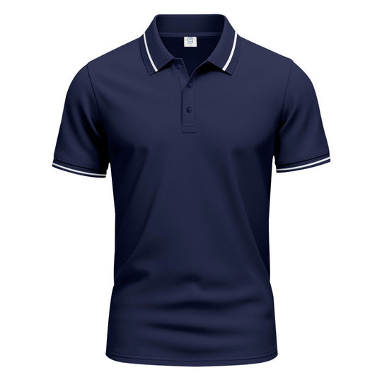 Herren nan atmungsaktives Interlock-Poloshirt mit Kontrast-Tipping, kurzer Knopfleiste und schmaler Silhouette