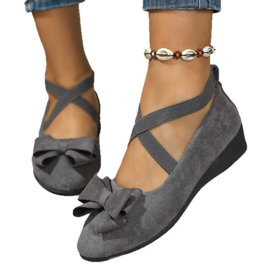 Damen Ballerinas mit modischem Schleifenakzent und elastischem Riemen Shopnory