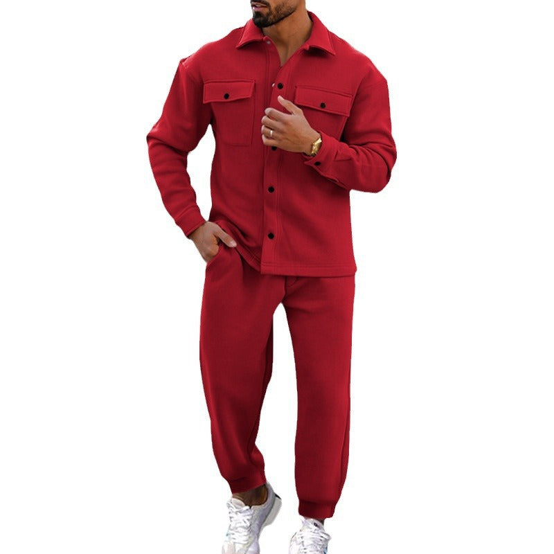Herren nan zweiteiliges Overshirt- und Jogginghose-Set aus strukturiertem Jersey mit aufgesetzten Brusttaschen und konischer Silhouette Shop Nory