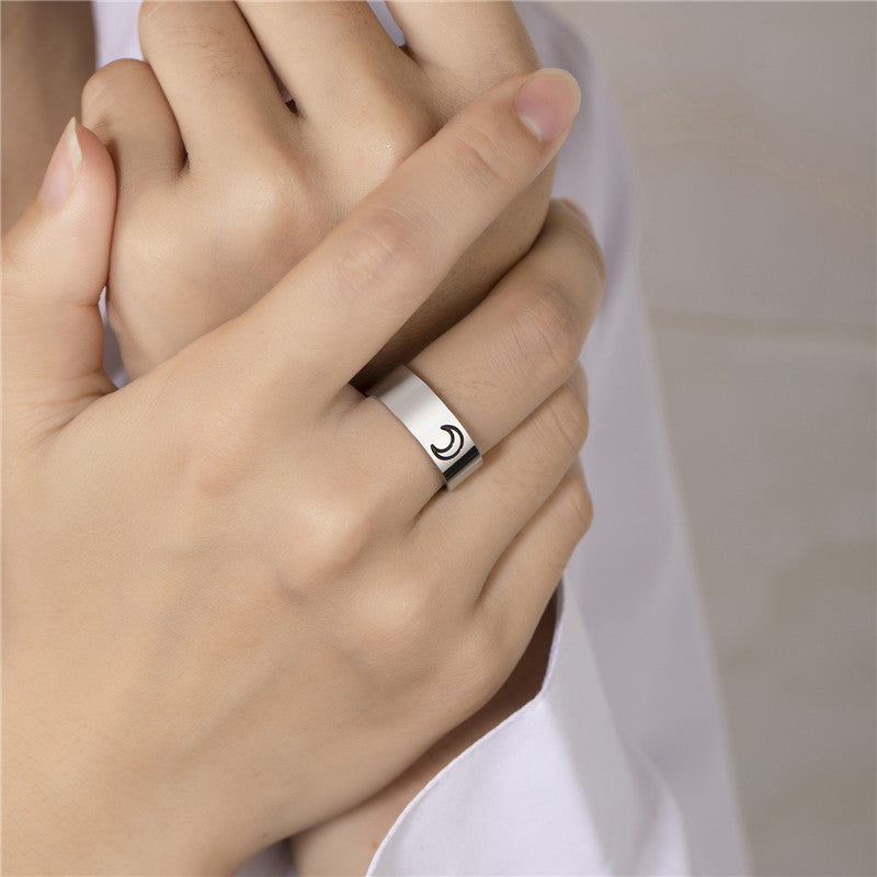 Damen Offener Ring aus Edelstahl mit elegantem Halbmond-Design Shop Nory