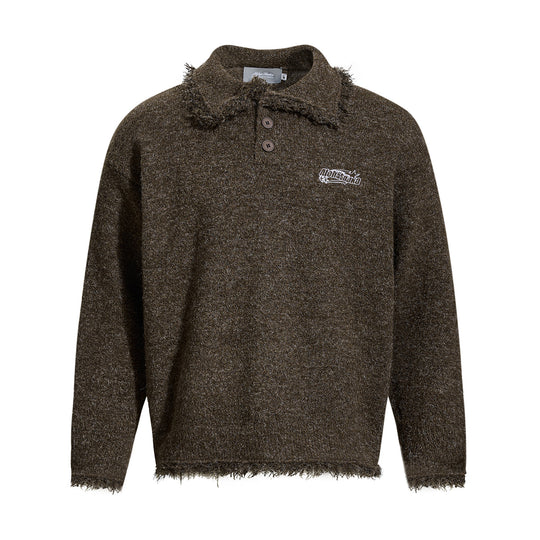 Unisex Grobgestrickter Polokragen-Pullover mit Fransenbesatz Shop Nory