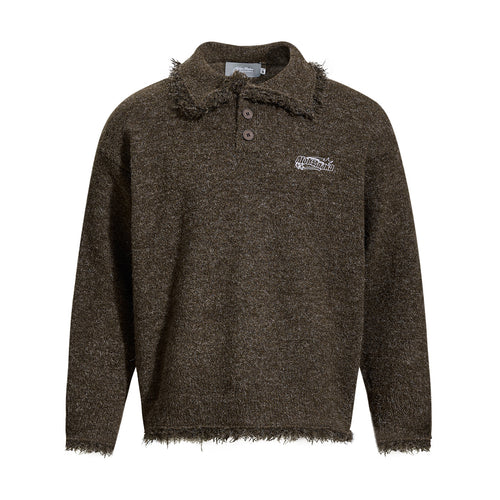 Unisex Grobgestrickter Polokragen-Pullover mit Fransenbesatz Shop Nory
