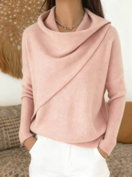 Damen Asymmetrischer Grobstrick-Pullover mit Schalkragen Shop Nory