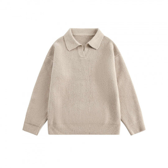 Unisex Weitgeschnittener Feinstrick-Polo mit kurzem Henleyverschluss und Kentkragen Shop Nory